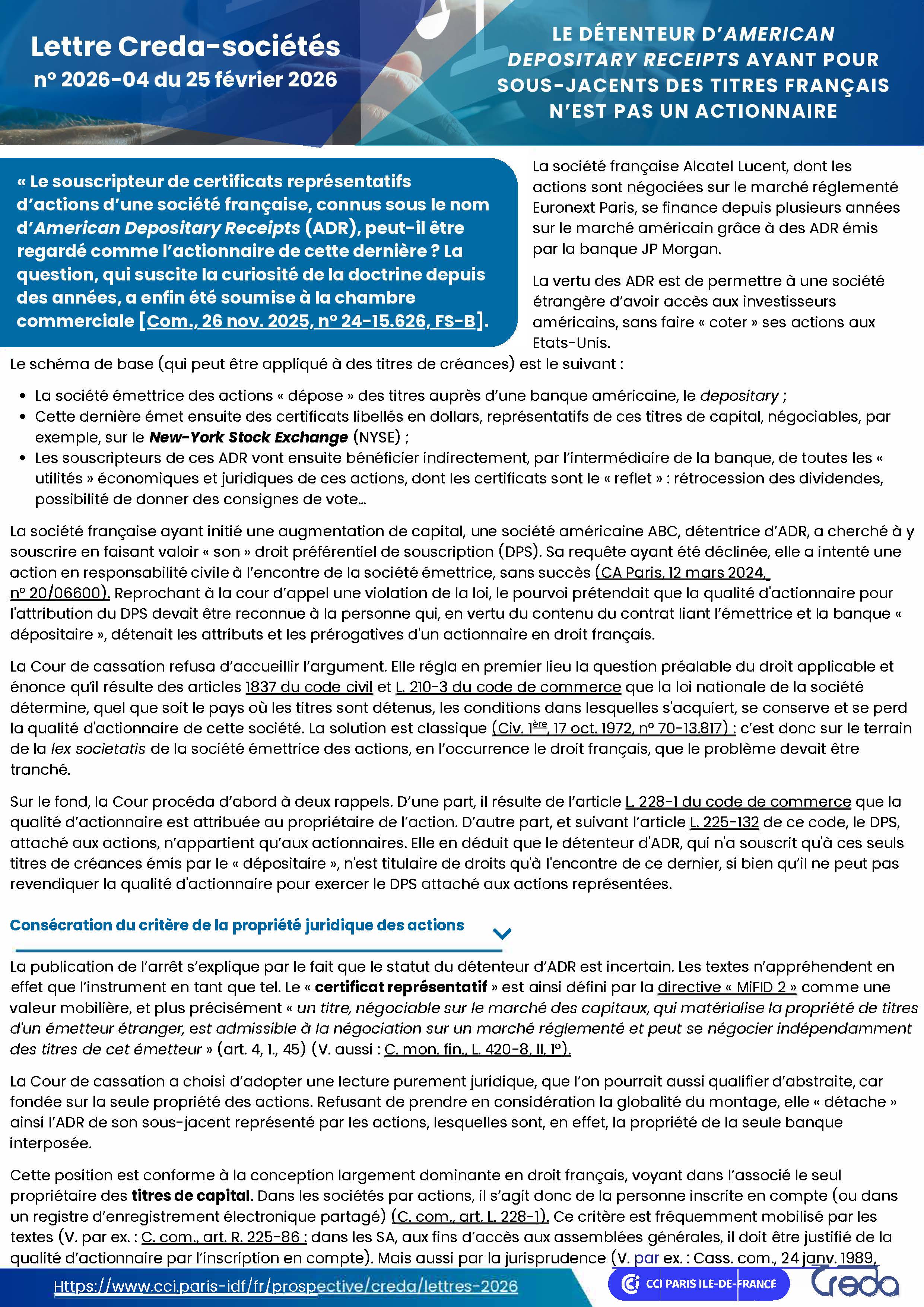 Lettre creda 2026-04